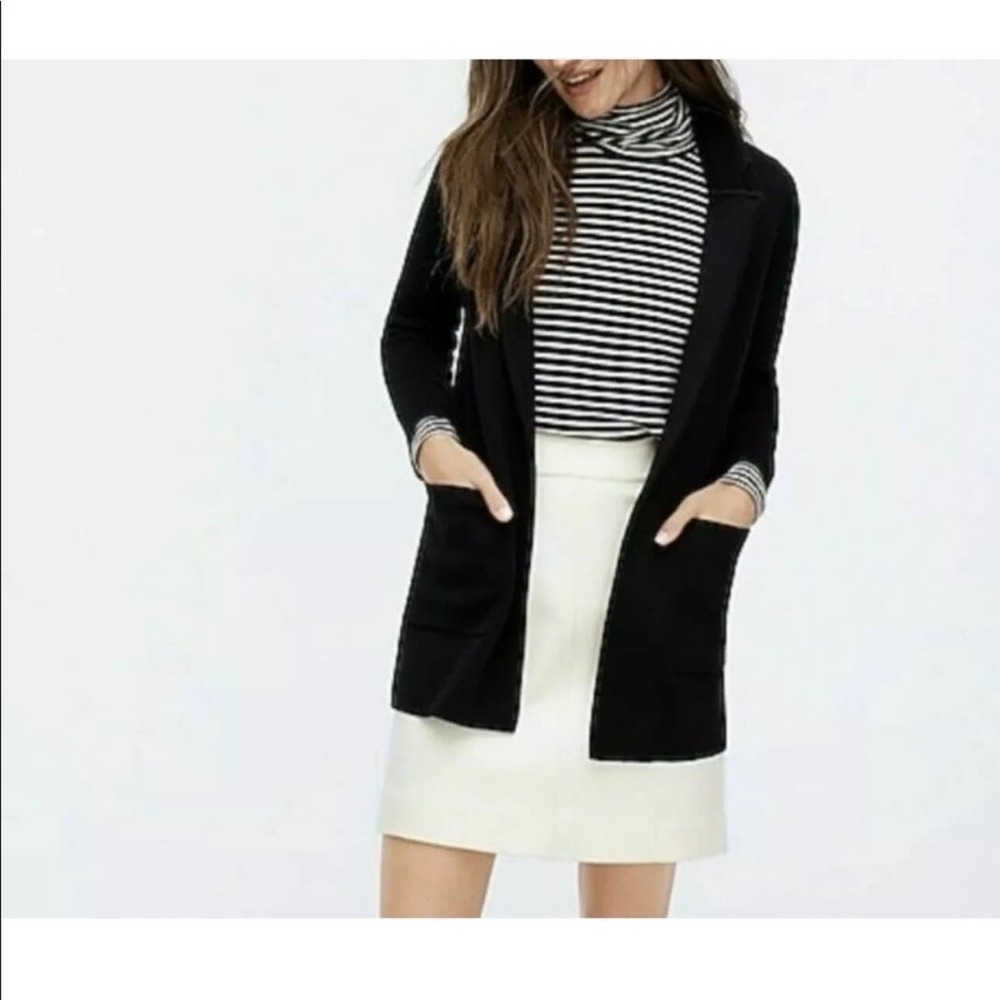 J. Crew Sophie Black Open Front Sweater Blazer Jacket  Size XXS